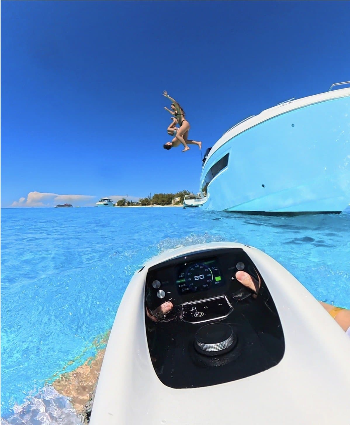 Rider view over Seabob controls